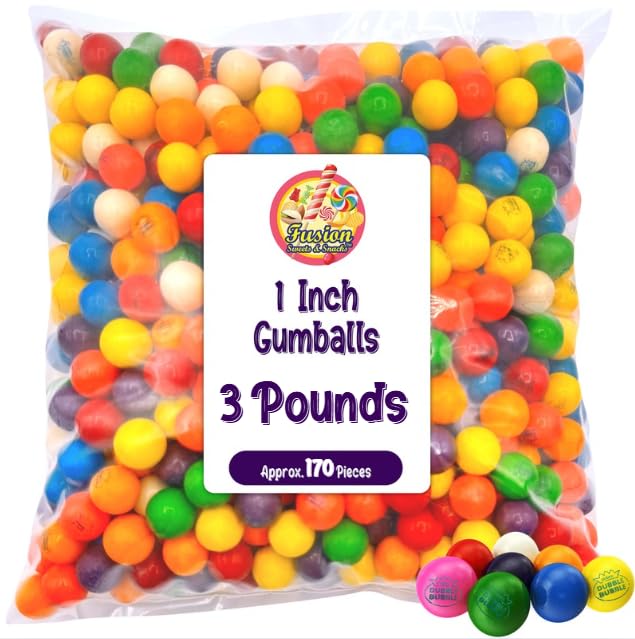 Fusion Sweets And Snacks gumballs assorted flavors close-up for colorful displays.