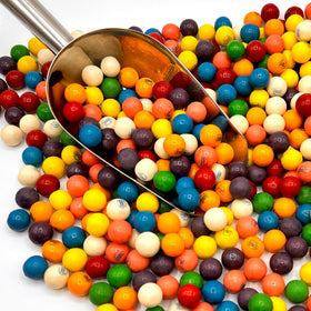 Fusion Sweets And Snacks close-up of fruit flavors in gumballs, vibrant and chewy.