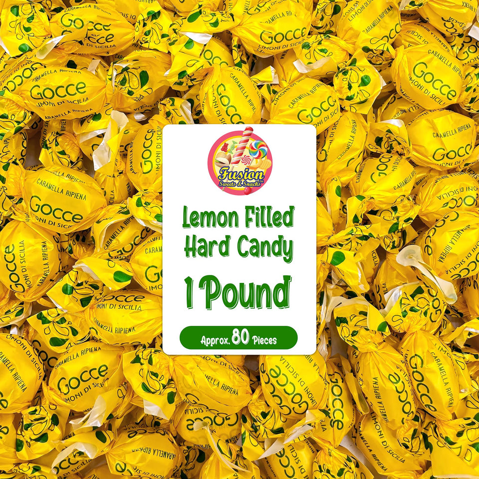Fusion Sweets And Snacks Italian Lemon Drops bag showcases bright lemon candies for party favors