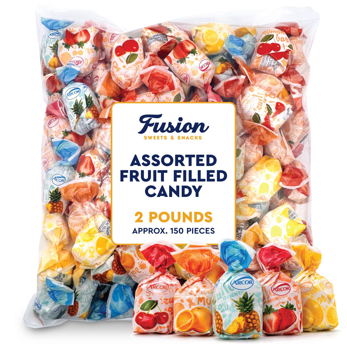 Fusion Sweets Arcor fruit filled candies hard shell soft center for a satisfying bite