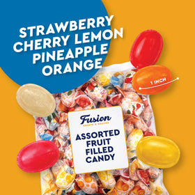Individually wrapped Fusion Sweets Arcor fruit filled candies stay fresh and easy to share