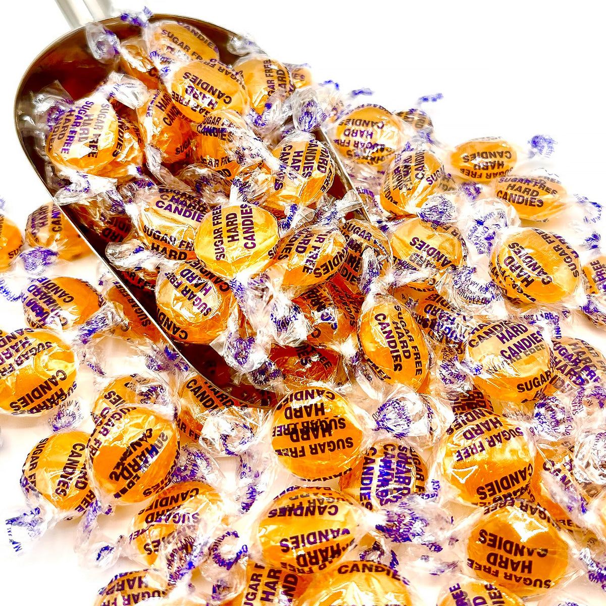 Arcor sugar-free butterscotch candy close-up showing glossy texture