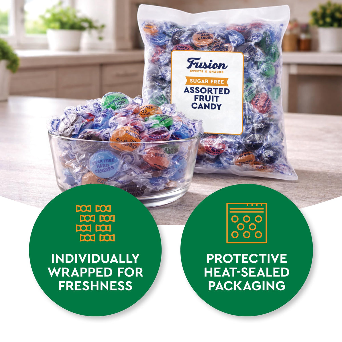 Fusion Sweets Arcor sugar-free orange candy with bright citrus profile