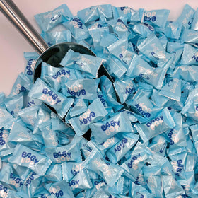 Fusion Sweets Baby Boy Buttermints centerpieces add color and whimsy to tables.