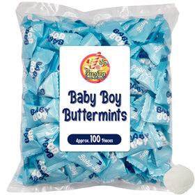 Fusion Sweets Baby Boy Buttermints – individually wrapped for freshness and easy sharing.