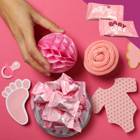 Fusion Sweets Baby Girl Buttermints on diaper cake accents