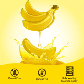 Close-up of Bananarama candy shows smooth texture and crisp bite