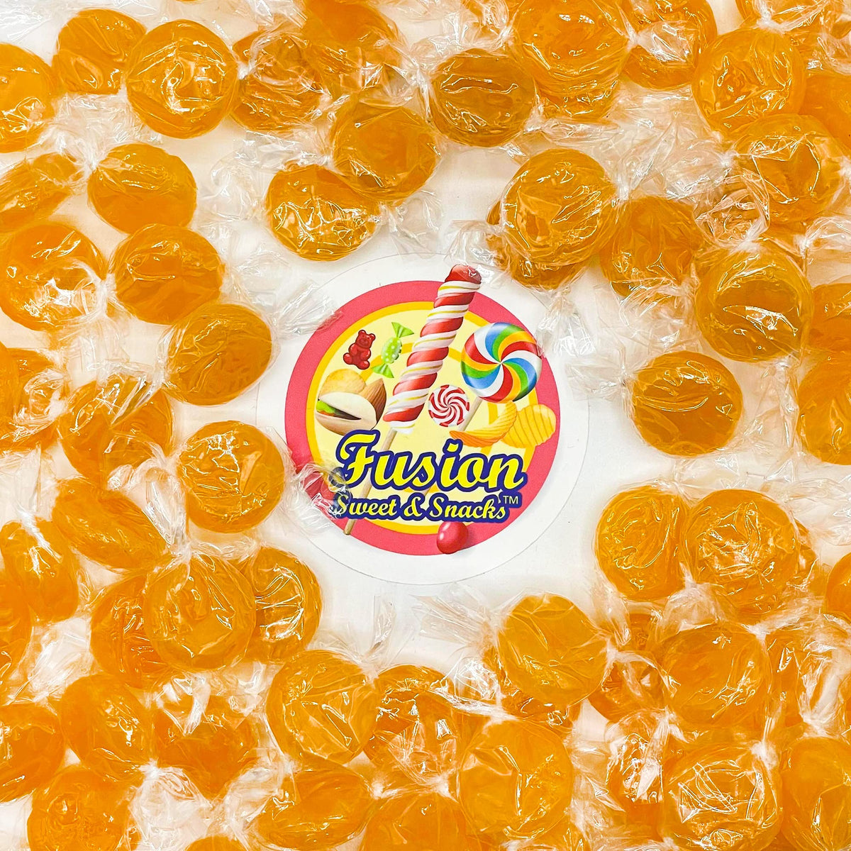 Fusion Sweets Butterscotch hard candy yellow discs for gifting and celebrations