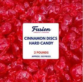 Fusion Sweets Cinnamon Discs packaging for bulk gifting and easy stocking.
