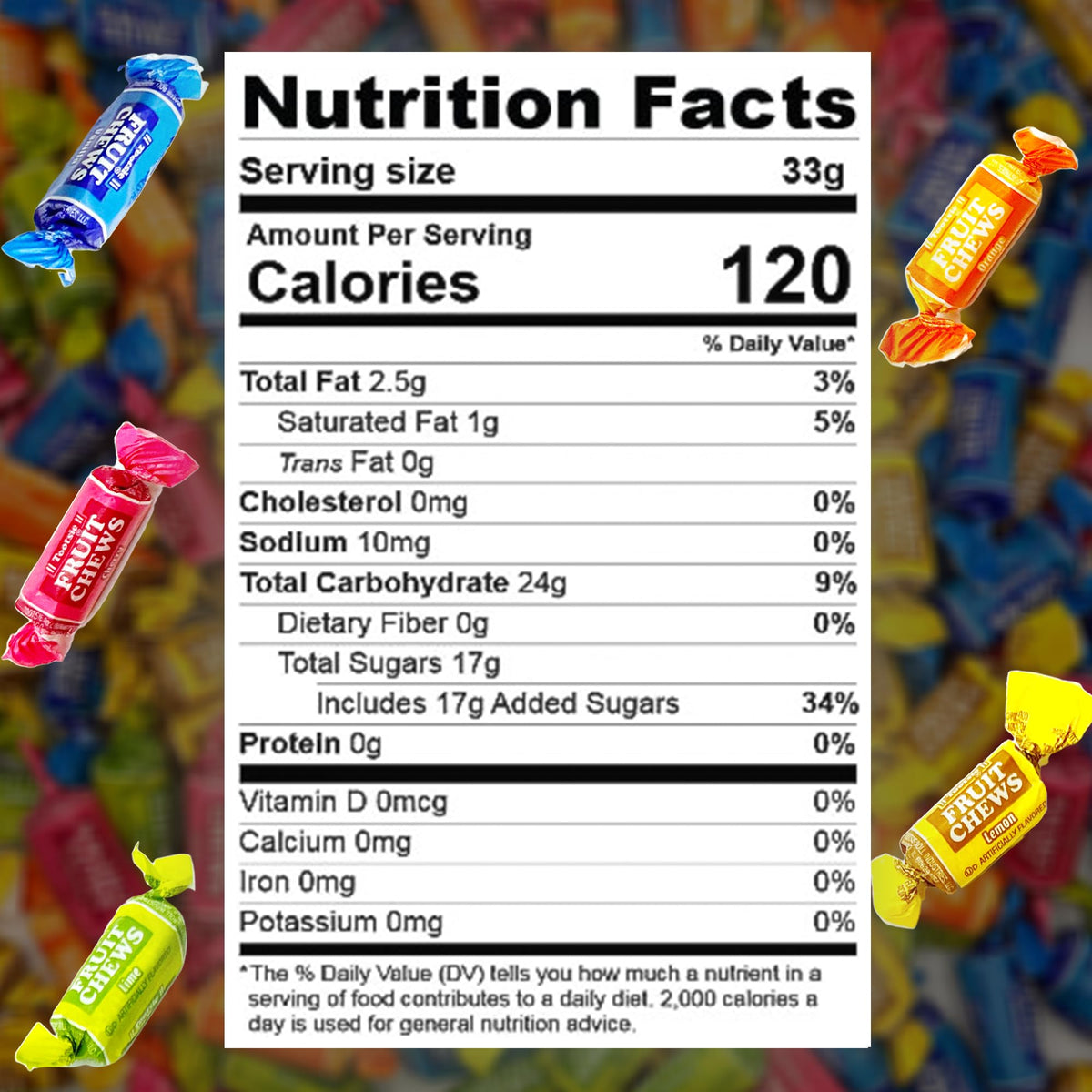 Fusion Sweets Fruit Chews approximately 70 pieces per pound value