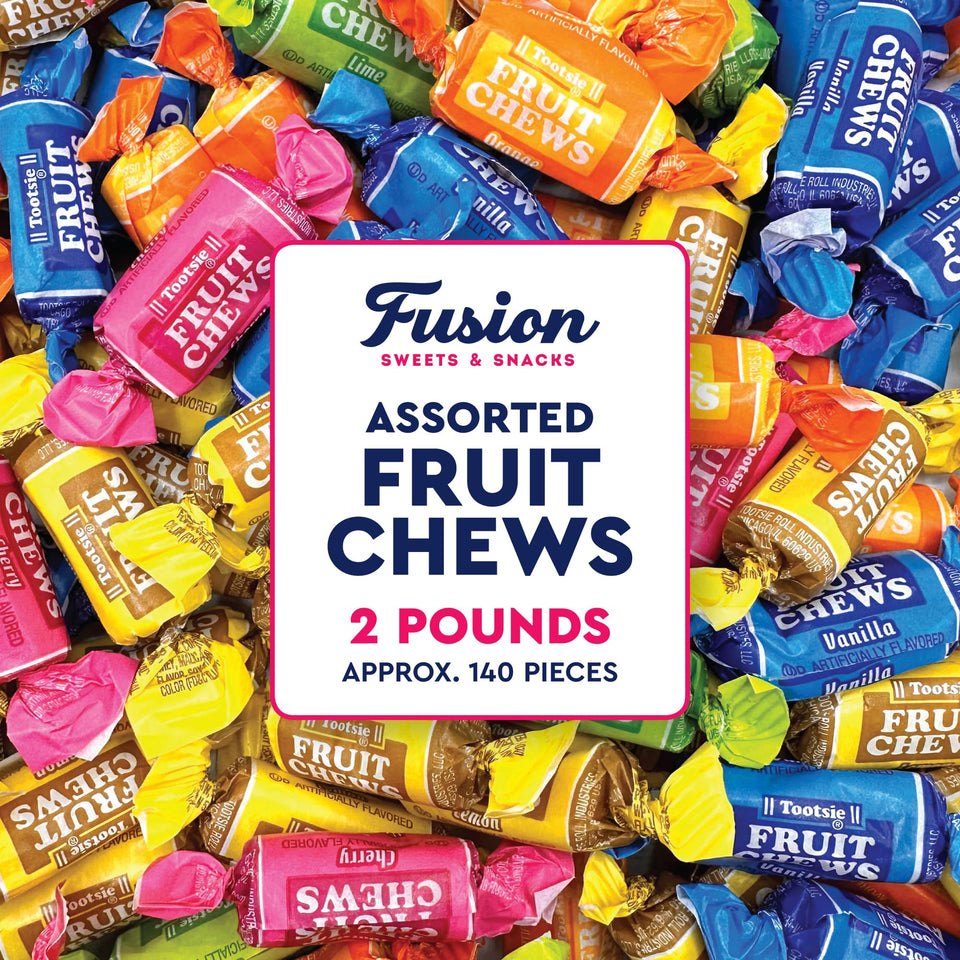 Fusion Sweets Fruit Chews bulk bag with 140 pieces, ideal for parties