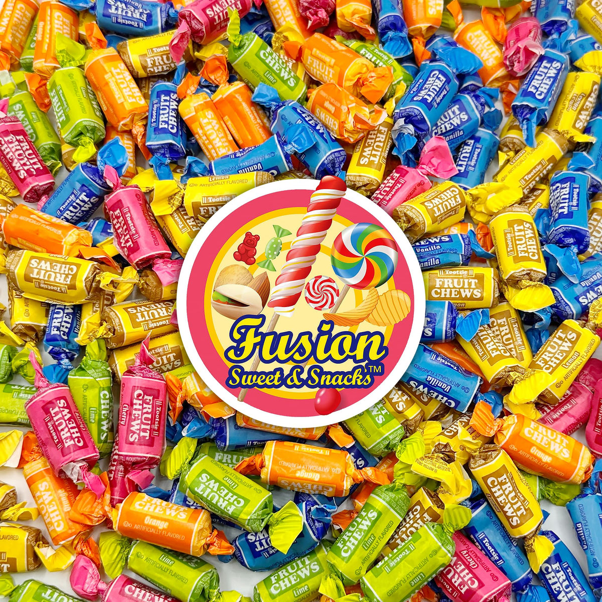 Fusion Sweets Fruit Chews rolls offer soft, fruity texture