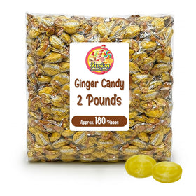 Fusion Sweets Ginger Candy 2lb bag, travel-friendly packaging for on-the-go relief.