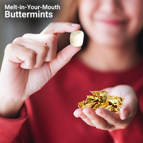 Fusion Sweets Gold Buttermints-120-count bulk for easy sharing.