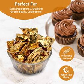 Fusion Sweets Gold Buttermints individually-wrapped for hygienic catering displays.