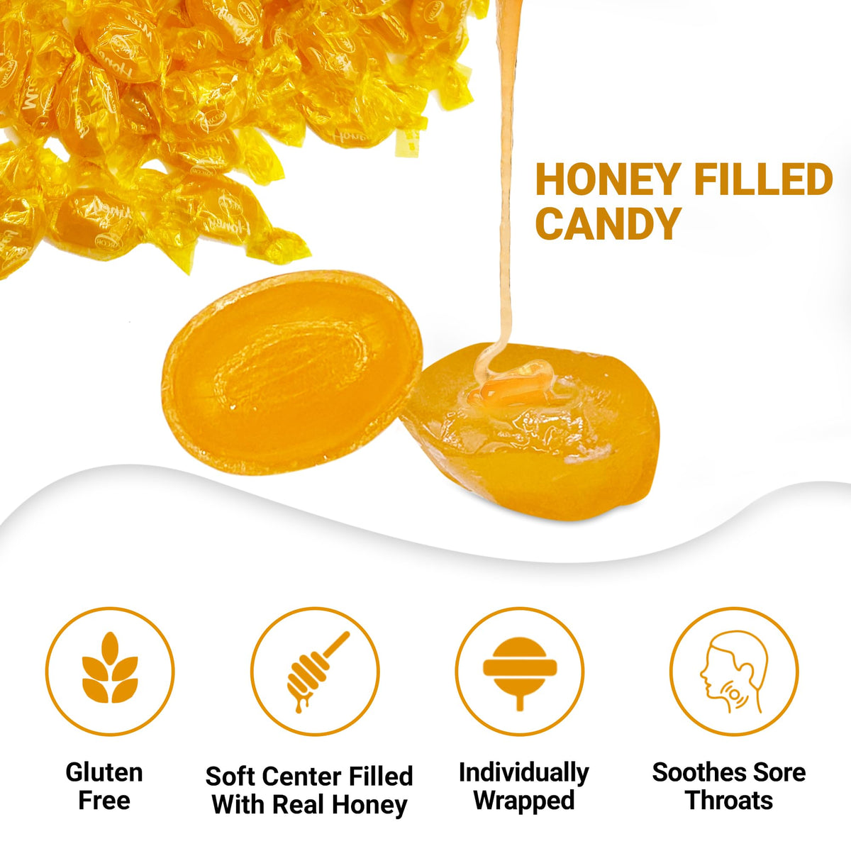 Fusion Sweets honey center core delivers rich sweetness with a melt-in-your-mouth experience.
