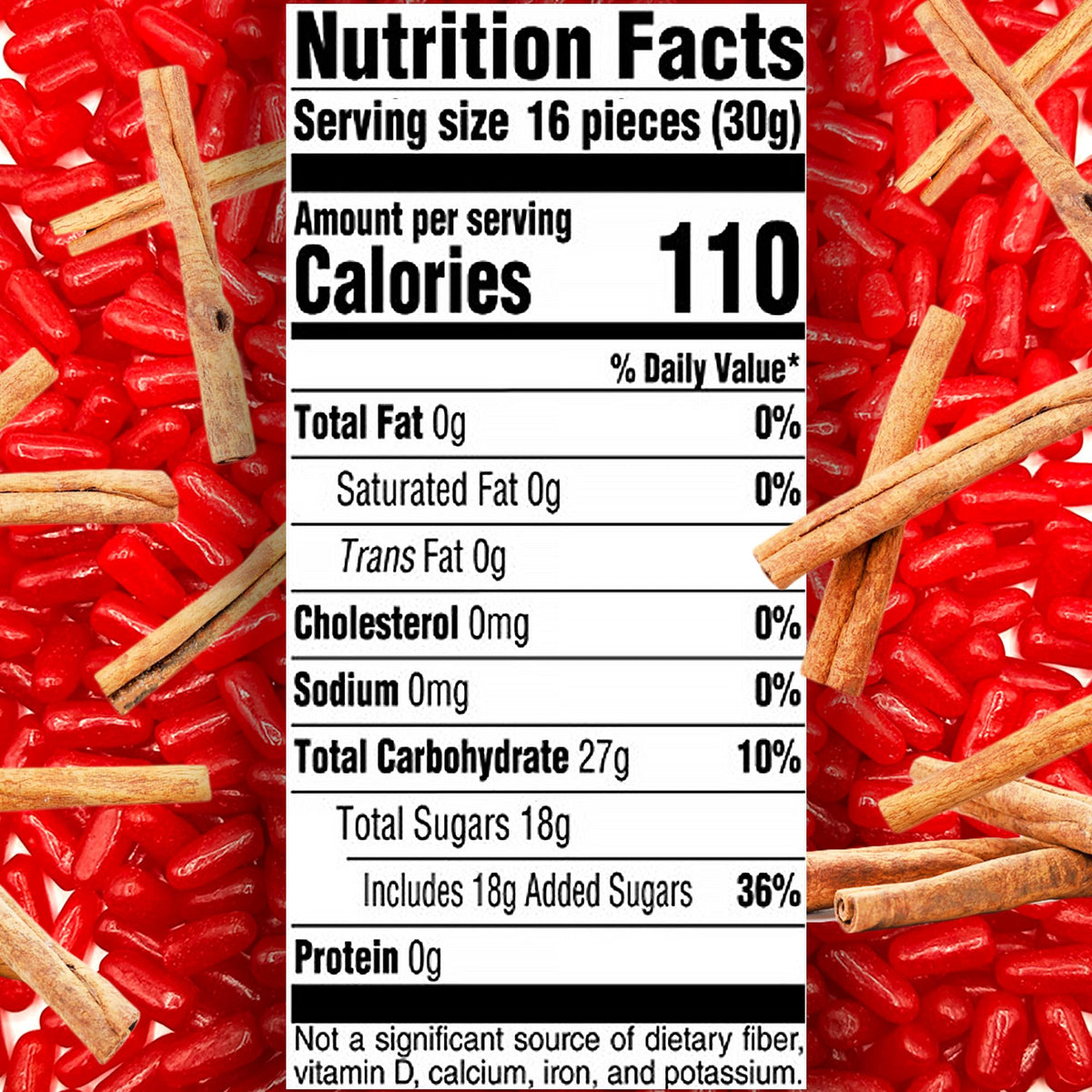 Fusion Sweets Hot Tamales Fierce bulk bag label emphasizes gluten-free, fat-free candy.