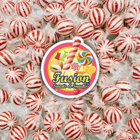 Fusion Sweets jumbo peppermint closeup showing crisp texture and color