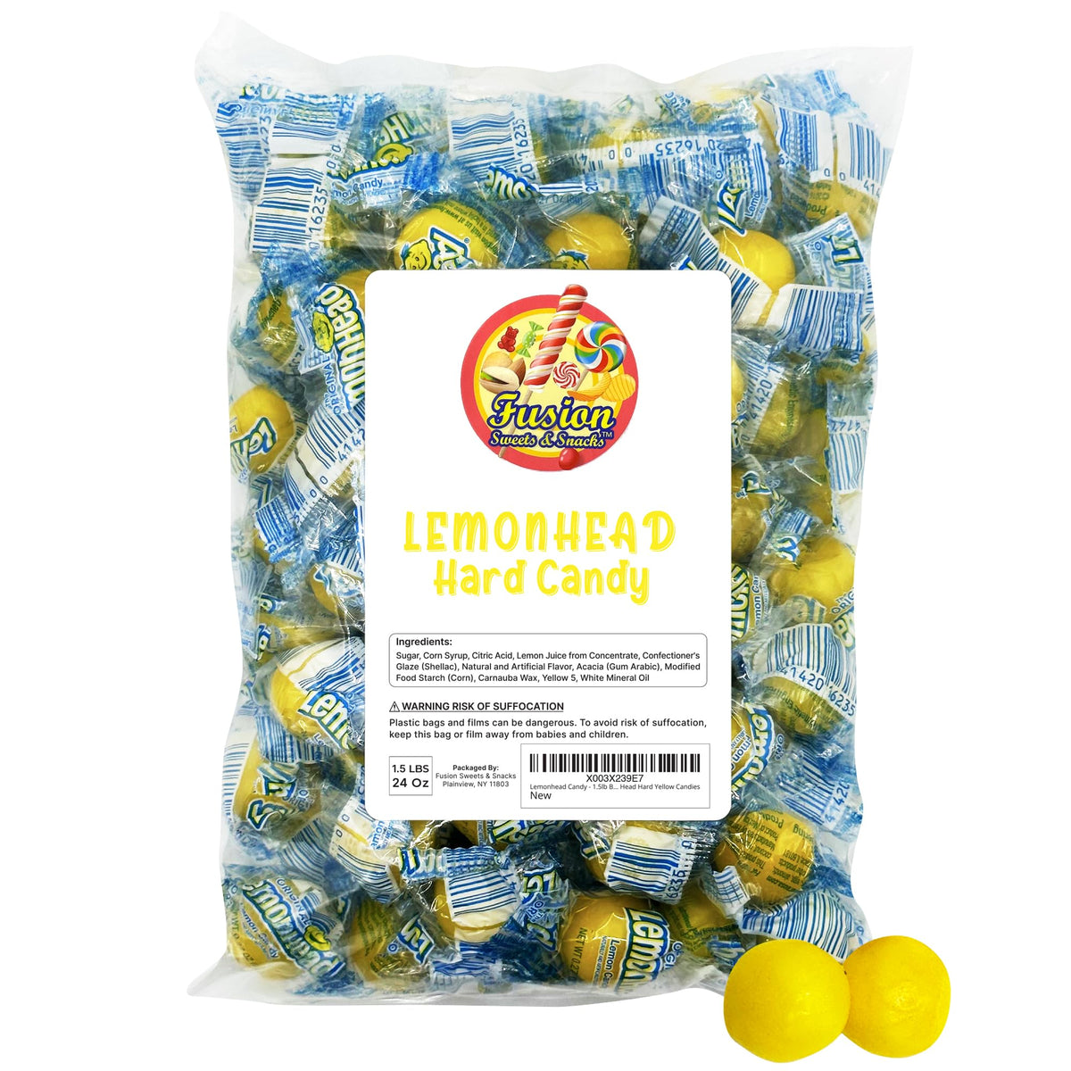 Fusion Sweets Lemon Candy individually wrapped for easy on-the-go snacking