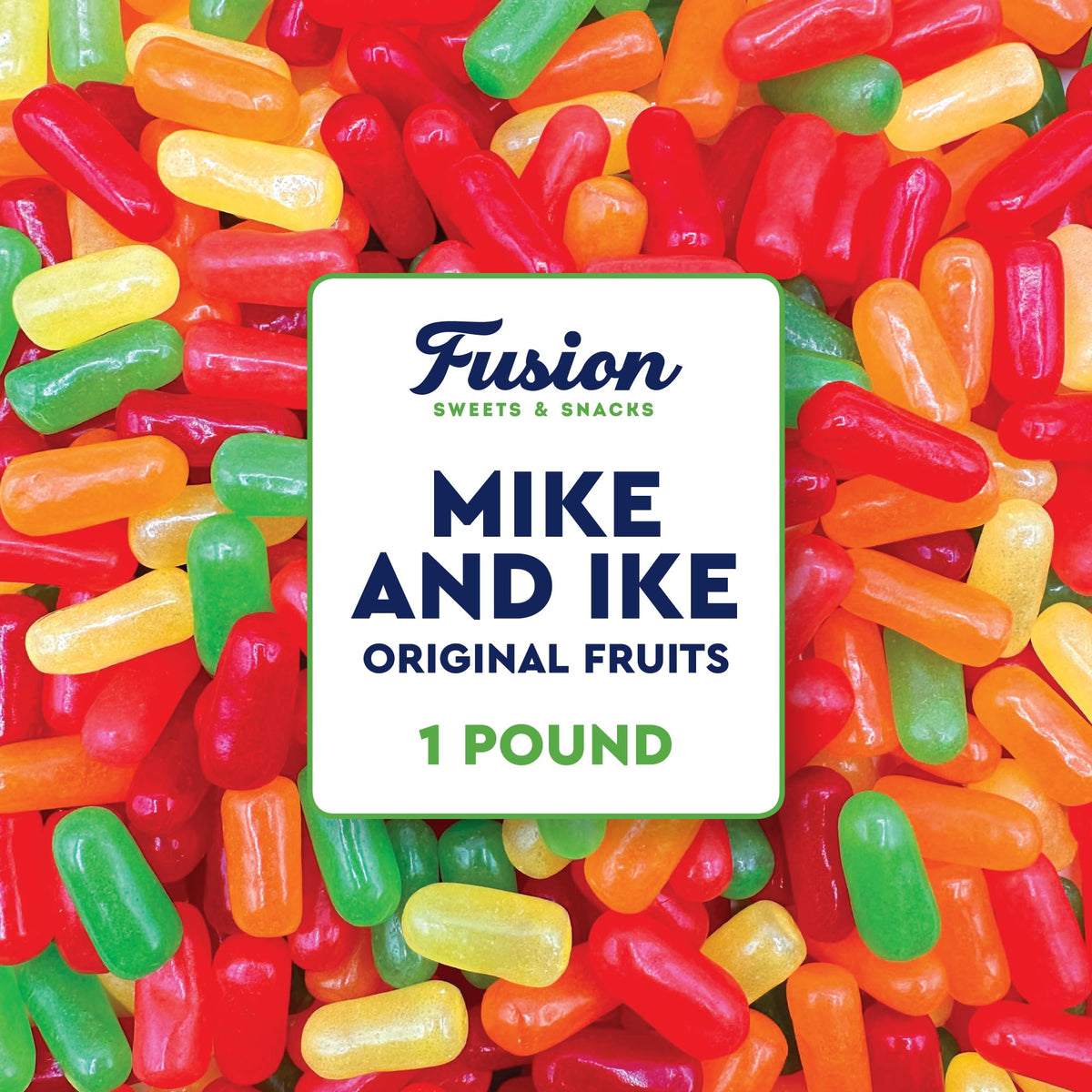 Fusion Sweets Mike and Ike bulk bag front view, ideal for entertaining.