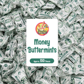 Fusion Sweets Money Buttermints front-label display for upscale party favors