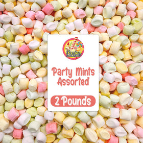 Fusion Sweets Party Mints pastel cubes in a dish for elegant wedding favors.