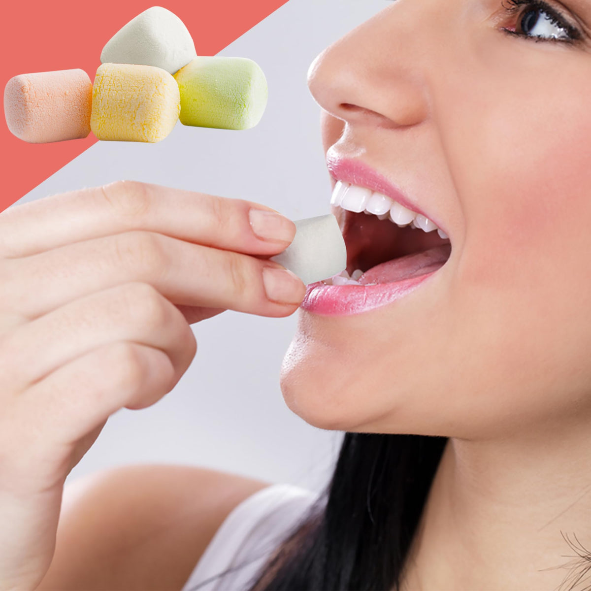 Fusion Sweets pastel mints colorfully arranged as centerpiece cubes.