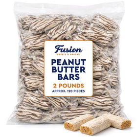 Fusion Sweets Peanut Butter Bars individually wrapped for grab-and-go convenience.