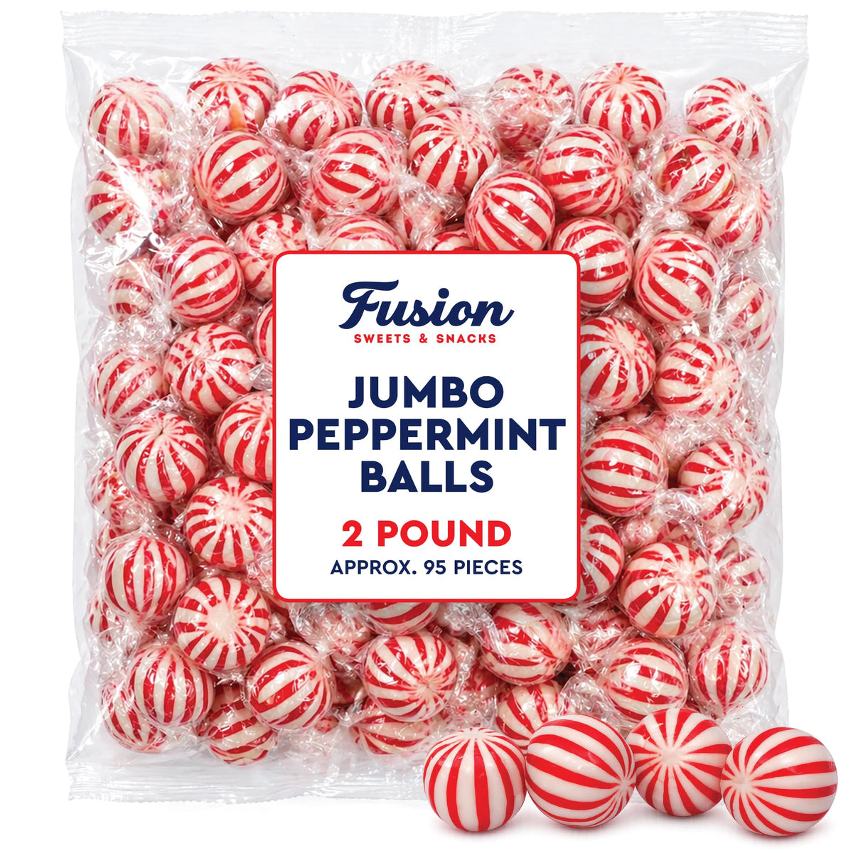 Fusion Sweets peppermint balls individually wrapped for freshness