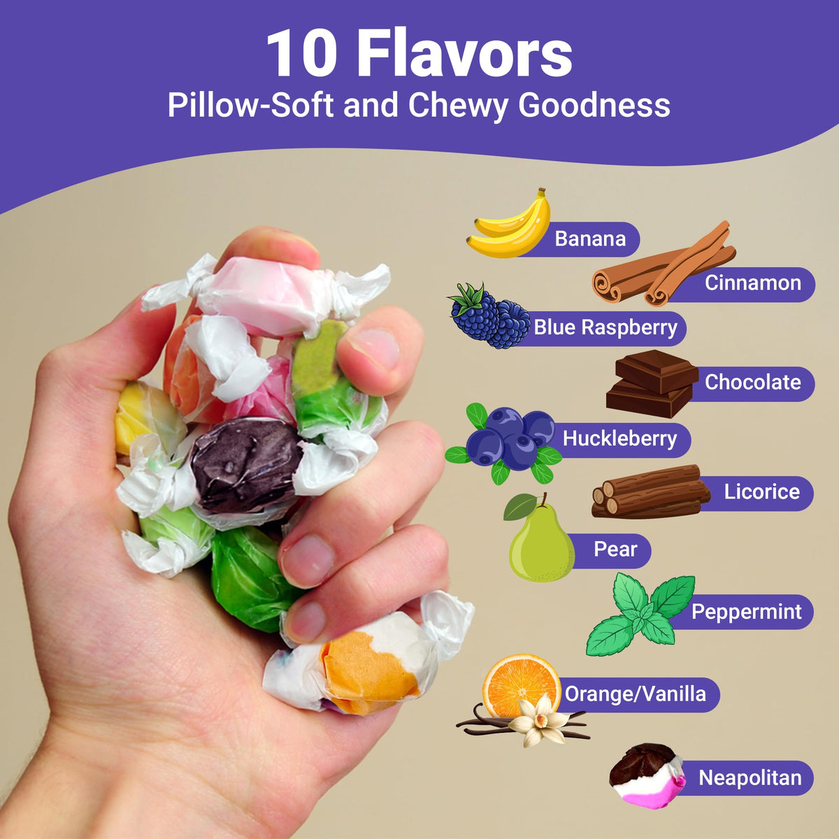 Fusion Sweets Saltwater Taffy Bulk 2lb ideal for gatherings