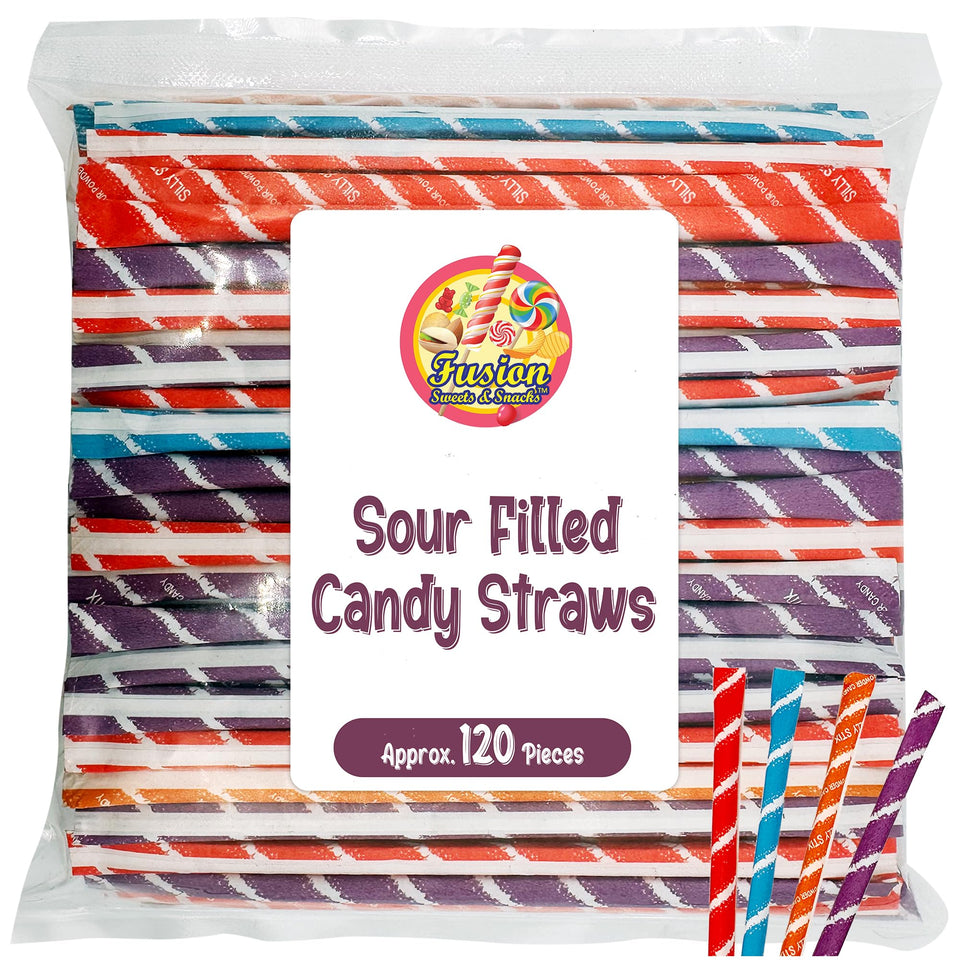 Fusion Sweets Sour Filled Candy Straws bulk bag ready for sharing at parties.