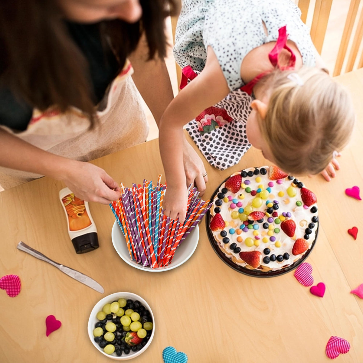 Fusion Sweets Sour Filled Candy Straws party idea display for gift bags.