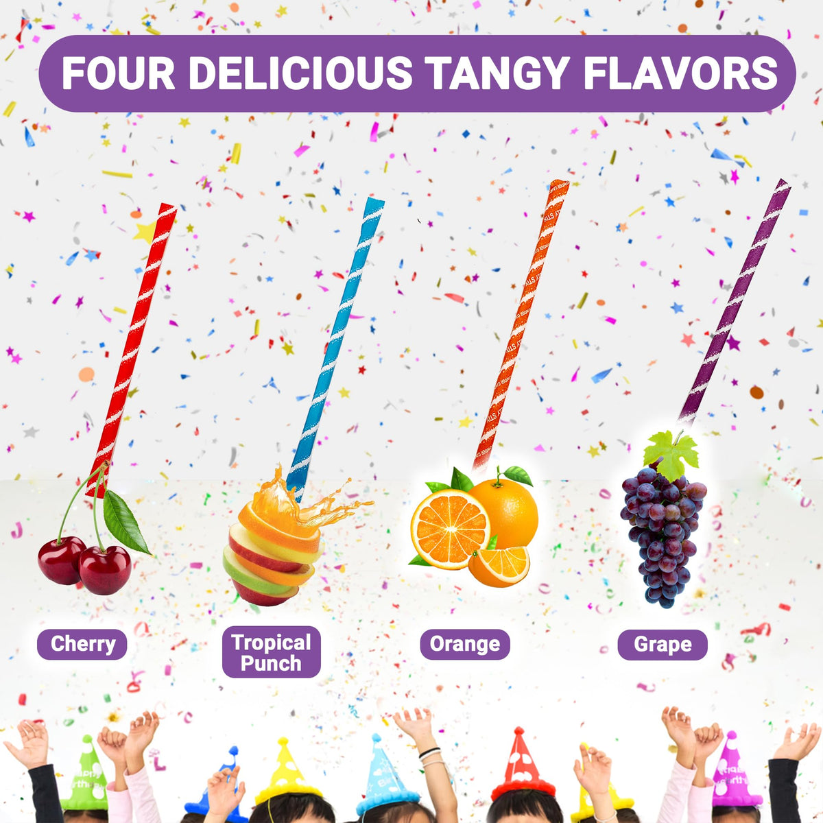 Fusion Sweets Sour Filled Candy Straws tropical punch sticks for tangy snacking.