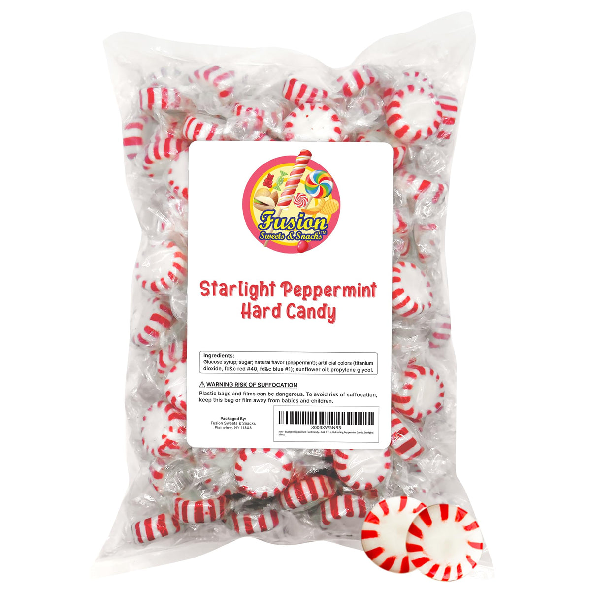 Fusion Sweets Starlight Peppermint wrapped mints, convenient individually wrapped for freshness on the go