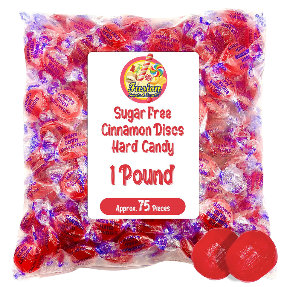Fusion Sweets sugar-free cinnamon hard candy in bulk 1lb, individually wrapped for freshness