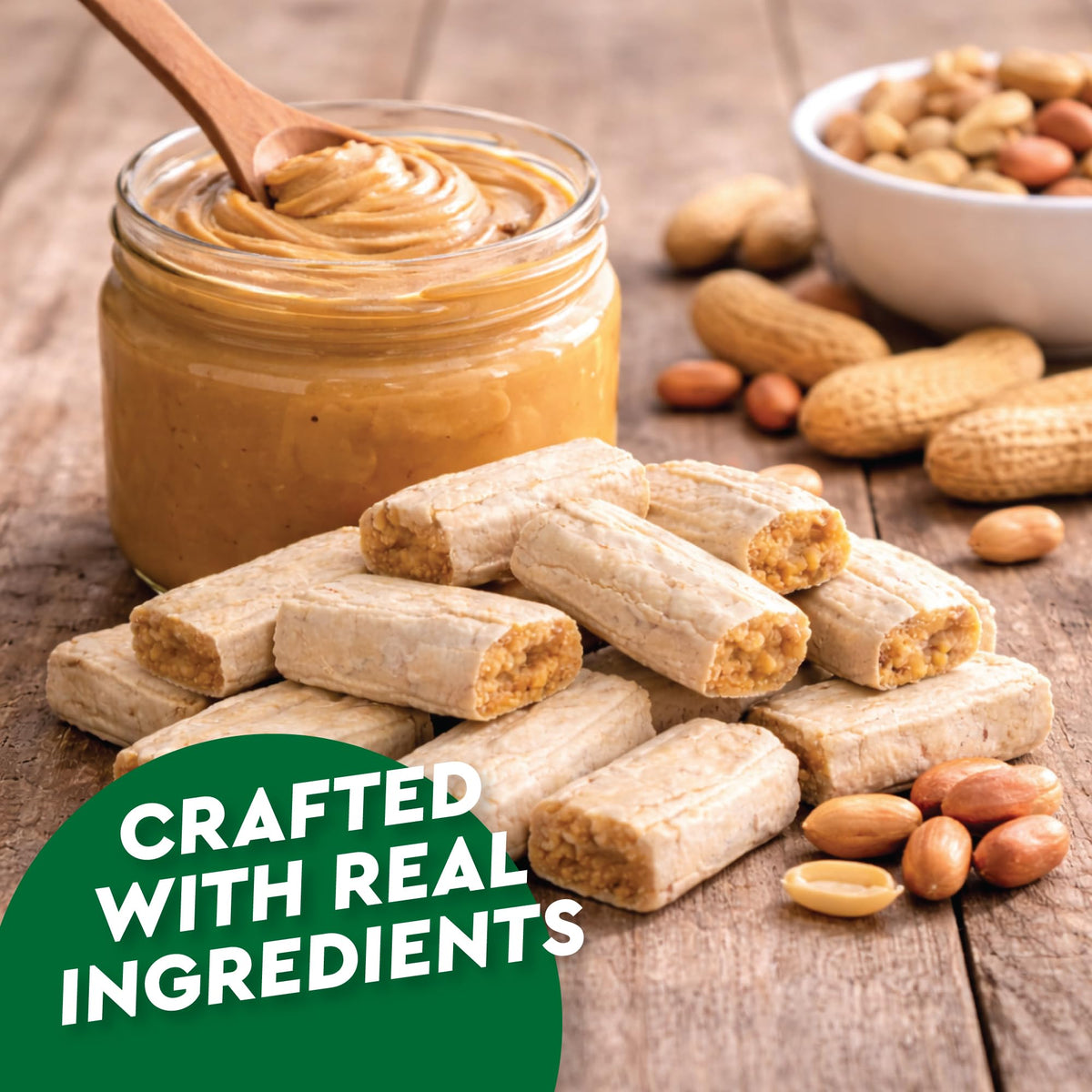 Fusion Sweets Sugar Free Peanut Butter Bars showcase crunchy texture.