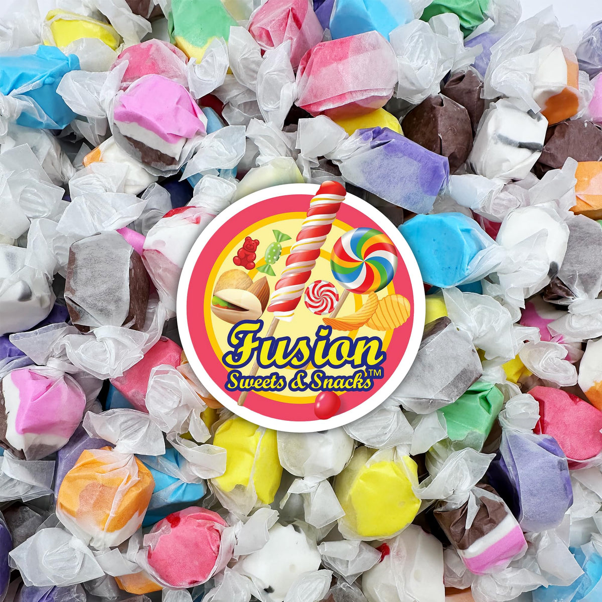 Fusion Sweets Taffy Flavors Closeup 2 reveals chocolate banana vanilla