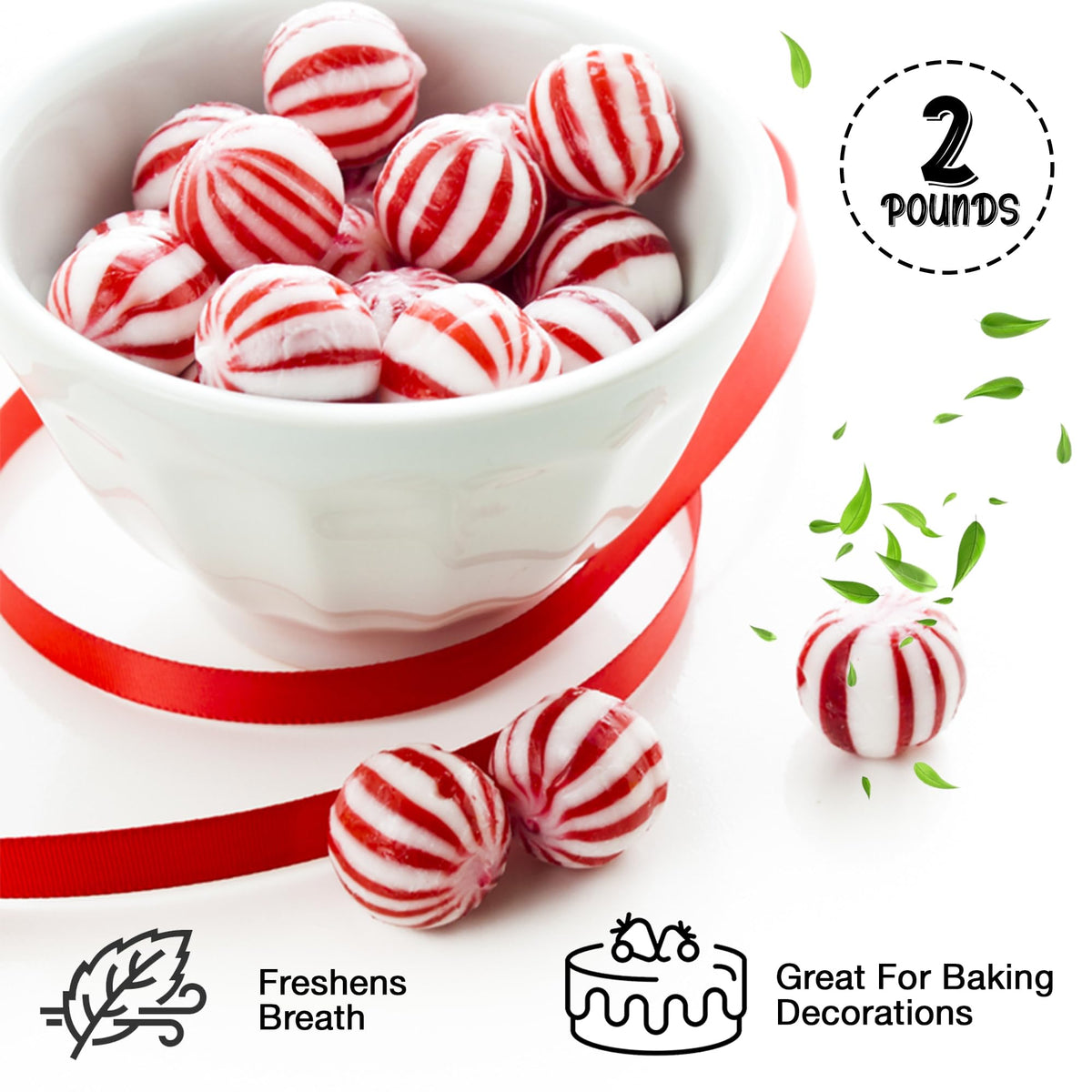 Fusion Sweets two pounds peppermint balls ideal for bulk candy bowls