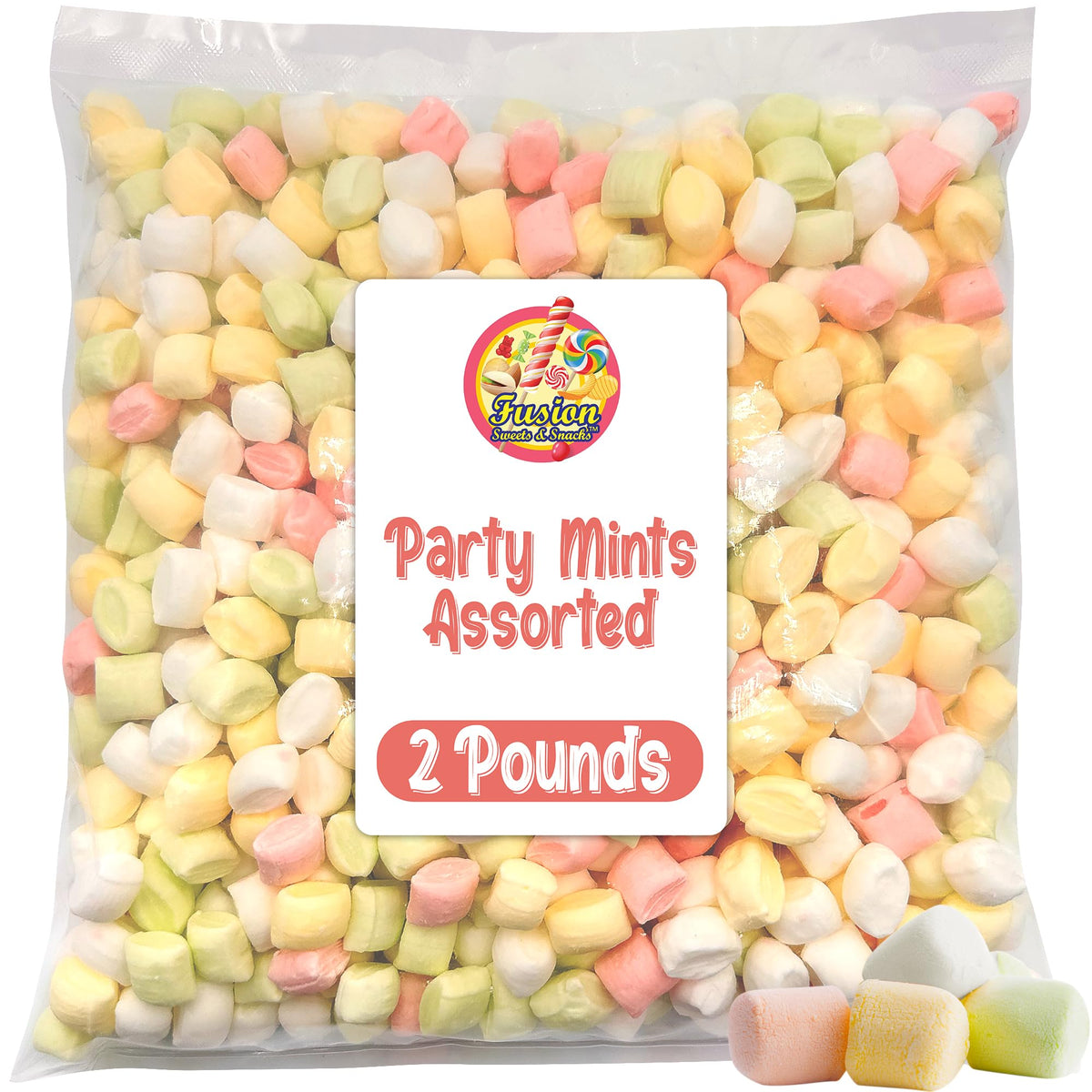Fusion Sweets Wedding Mints pastel table display brightens reception decor.