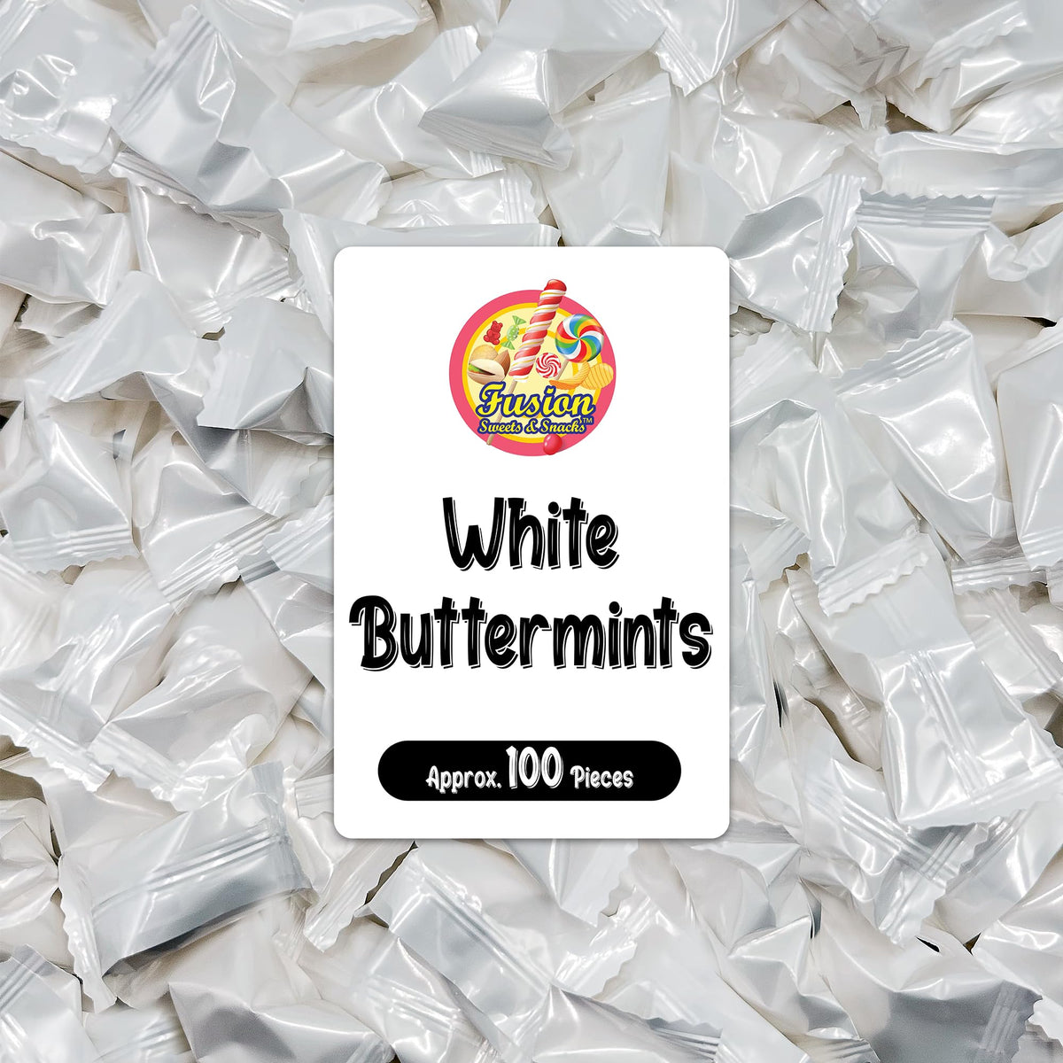 Fusion Sweets White Buttermints, wrapped for elegant packaging and wedding gifts