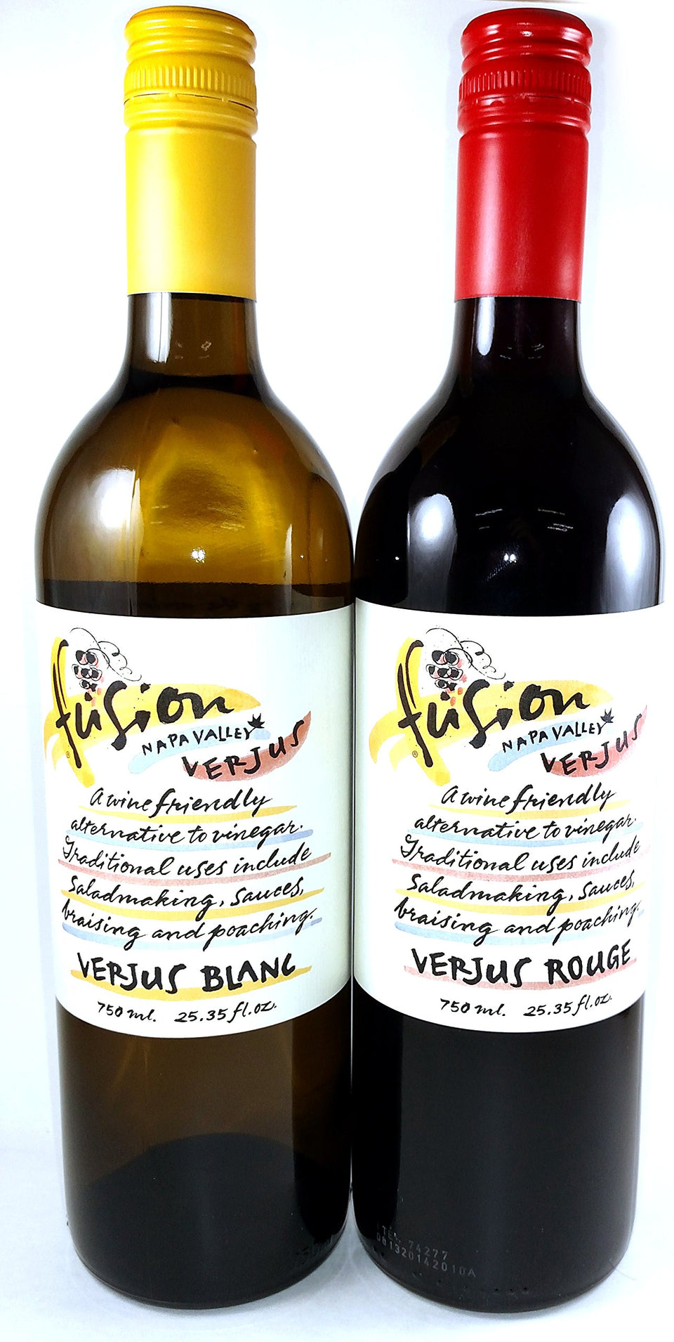 Fusion Verjus Gift Set with white and red bottles, ideal for dressings and refreshing beverages.