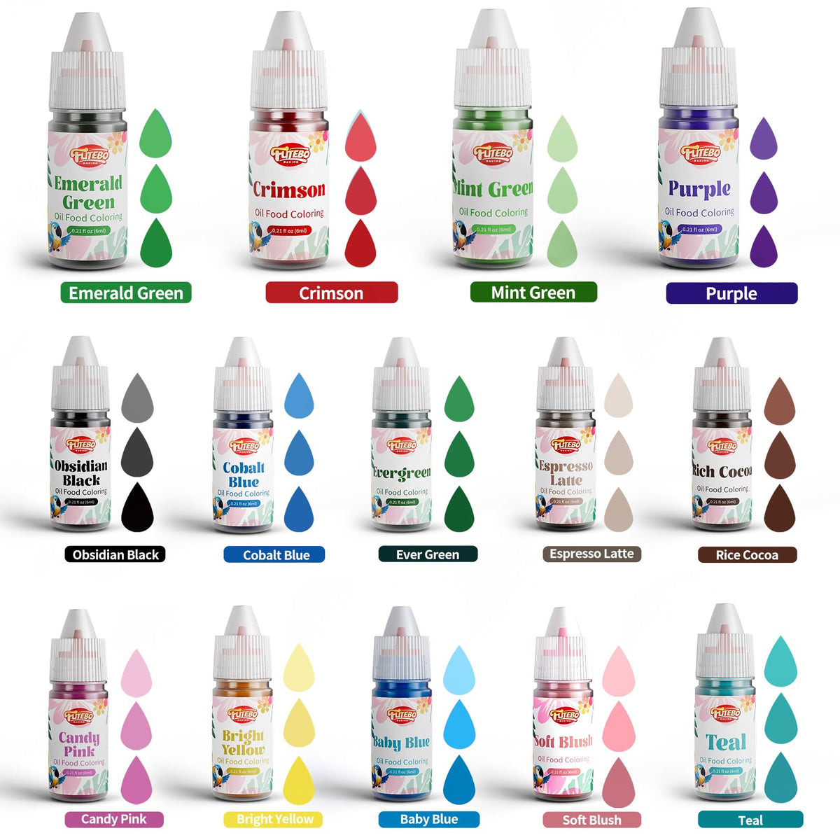 FUTEBO oil-based coloring for cake decorating with all colors