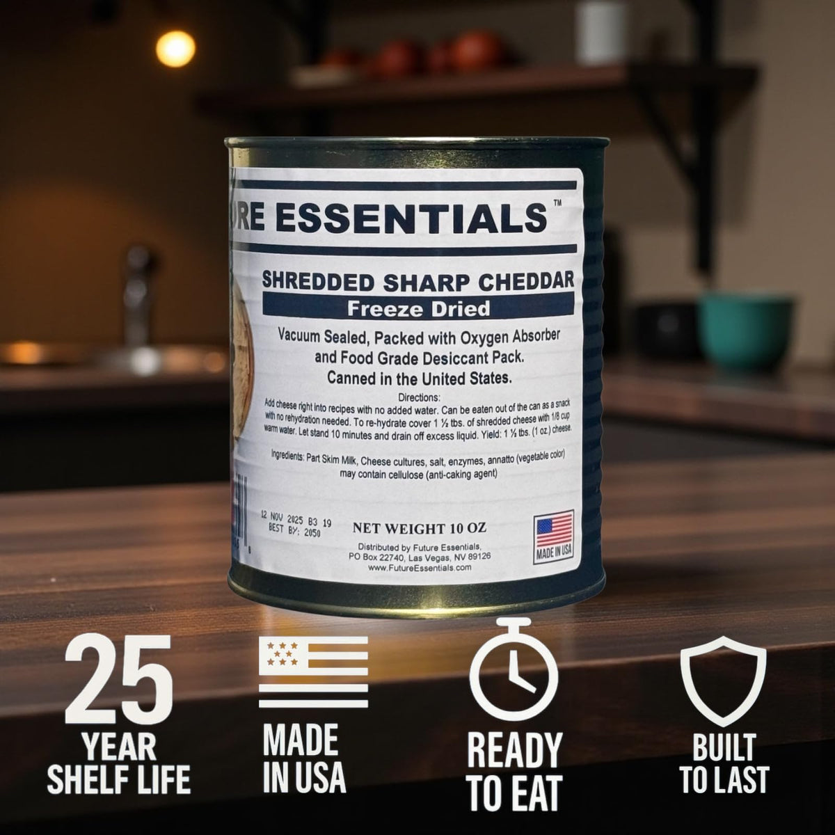 Future Essentials freeze-dried cheddar rehydration bowl demonstrates quick texture upgrade for soups