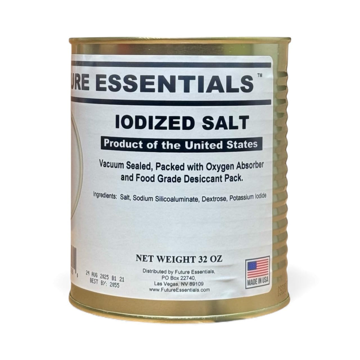 Future Essentials iodized salt can label for pantry readiness