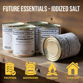 Future Essentials iodized salt dispensed by measuring spoon for precise seasoning