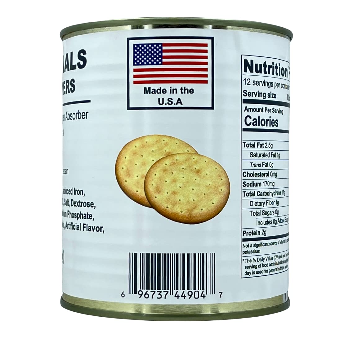 Future Essentials Pilot Bread can with 12 crackers, ideal for emergency kits.