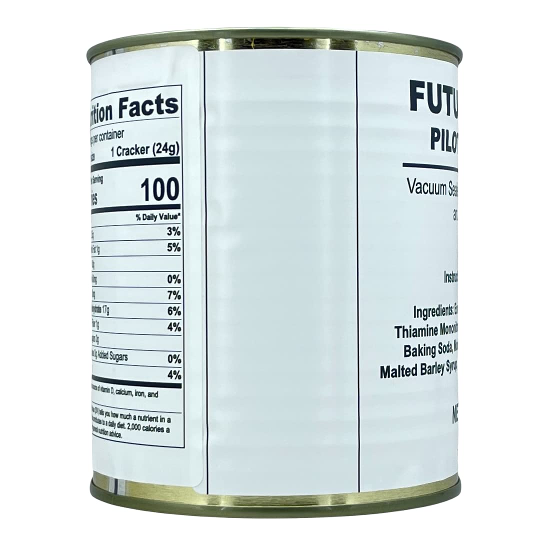 Future Essentials Pilot Bread survival crackers – opened can showing 12 crackers per can for easy grab-and-go meals.