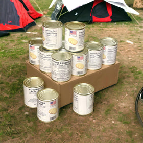 Future Essentials Pilot Bread survival crackers – packaging display highlighting ready-to-eat convenience.