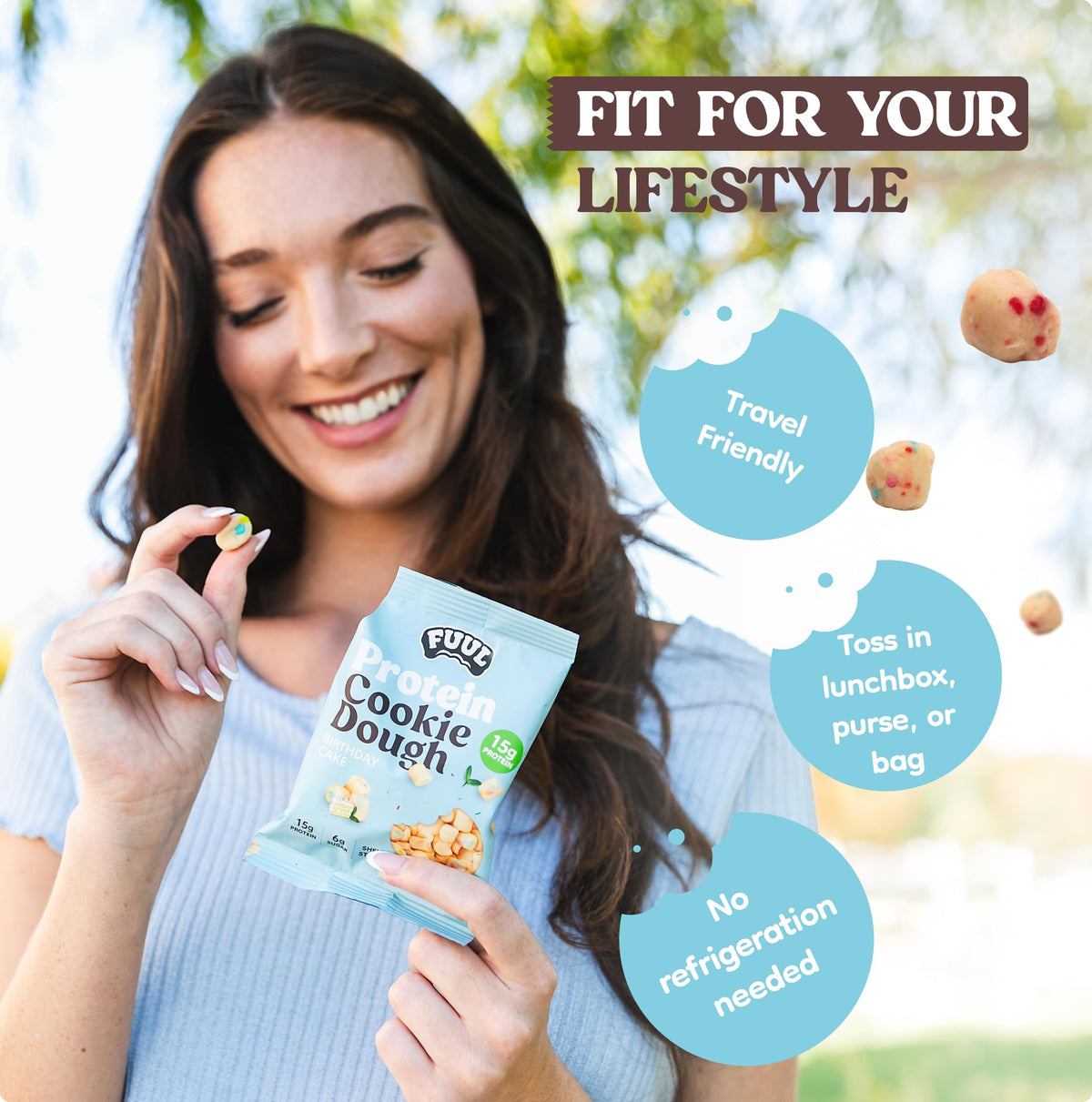 FUUL shelf-stable snack ensures protein anytime without refrigeration.