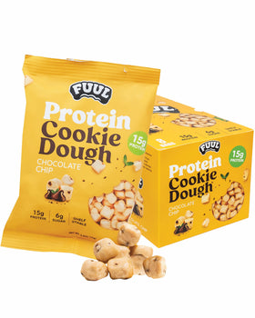 FUUL Protein Cookie Dough Chocolate Chip front packaging showing grab-and-go snack benefits